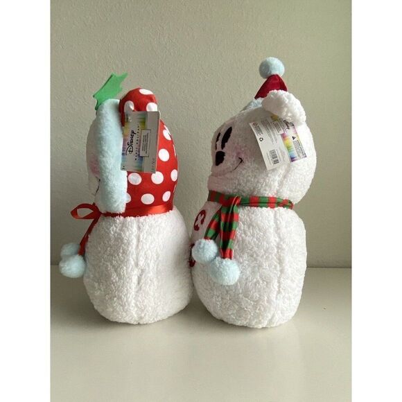 Set Of 2 Disney Mickey And MinnieChristmas Greeter Porch Holiday Sherpa Snowman - Picture 2 of 10